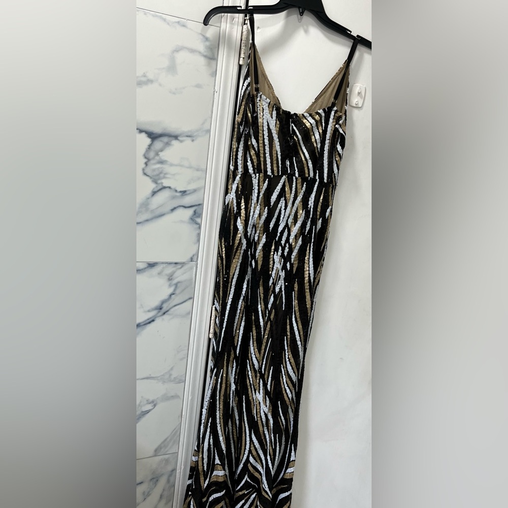 gold sequin maxi formal prom dress - Picture 3 of 3